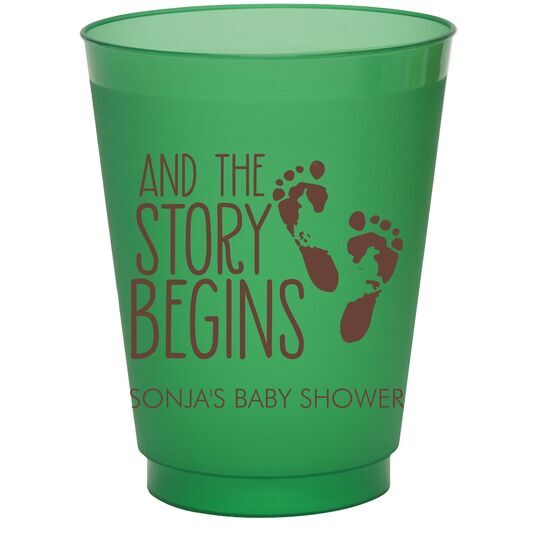 And The Story Begins with Baby Feet Colored Shatterproof Cups